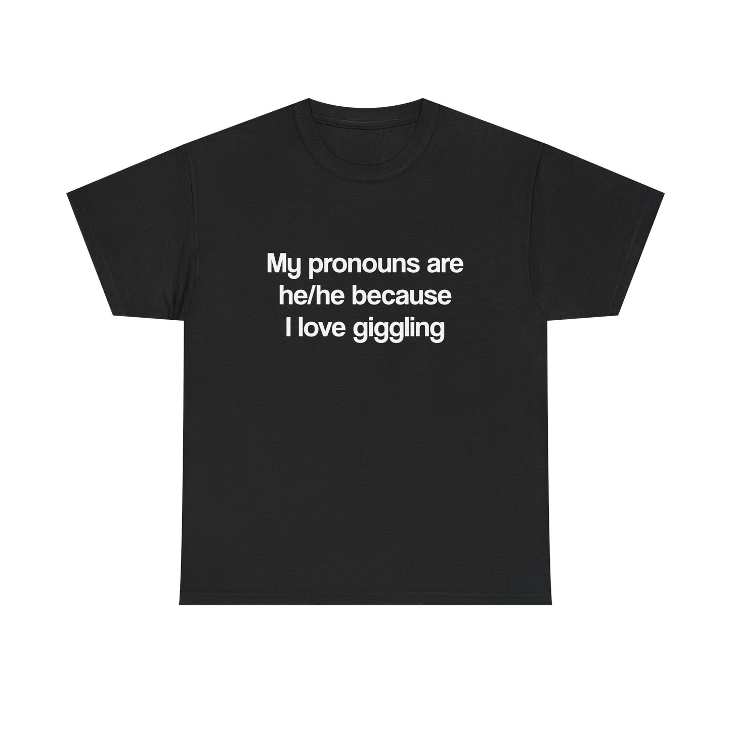 My pronouns are he/he because I love giggling